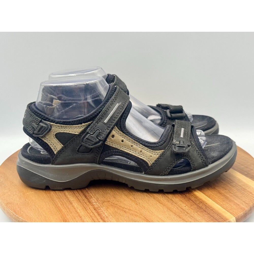 ECCO Women Yucatan Sandals EU 40 US 9 Black/Beige Adjustable Hiking Sport Shoes